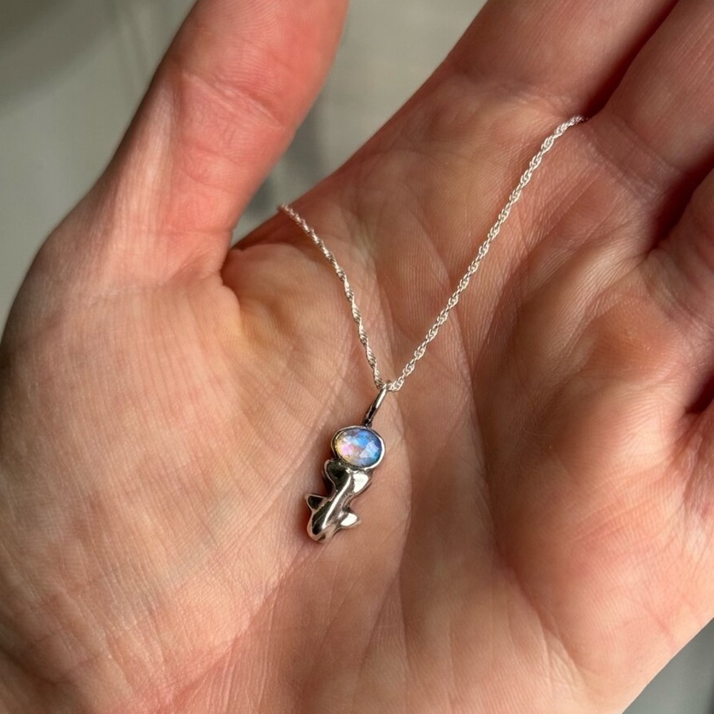 MOONHAUS Solid .999 Silver Koi & Natural Australian Crystal Opal Pendant